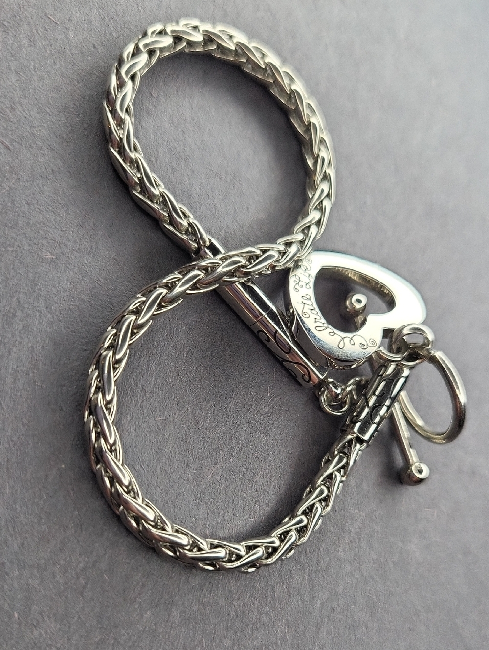 Polished Silver Heart Toggle Bracelet